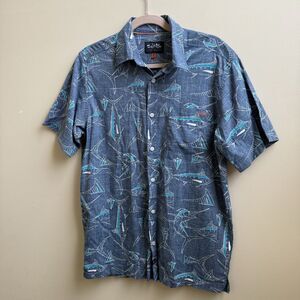 Salt Life Men's Button Down Blue Fish Print  Size Small